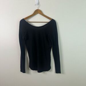 James Perse Black Long Sleeve Scoop Neck Tee Size 3 (L) Modal Cotton Minimalist